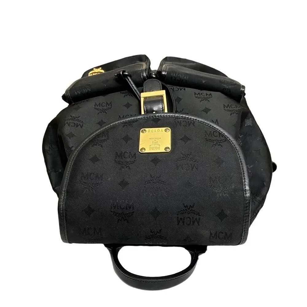 MCM Nylon Leather Backpack Black  Y0130